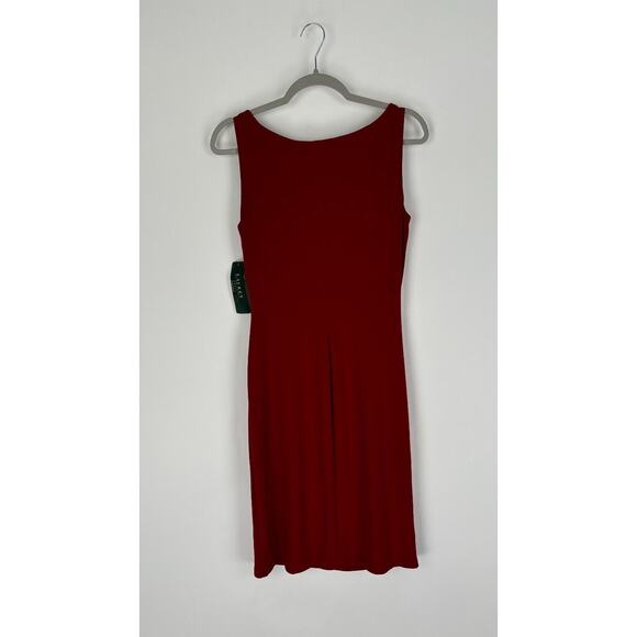 Lauren Ralph Lauren Womens Red Cowl Neck Sheath Dress Ruched Side Size 8 NWT - Picture 5 of 13